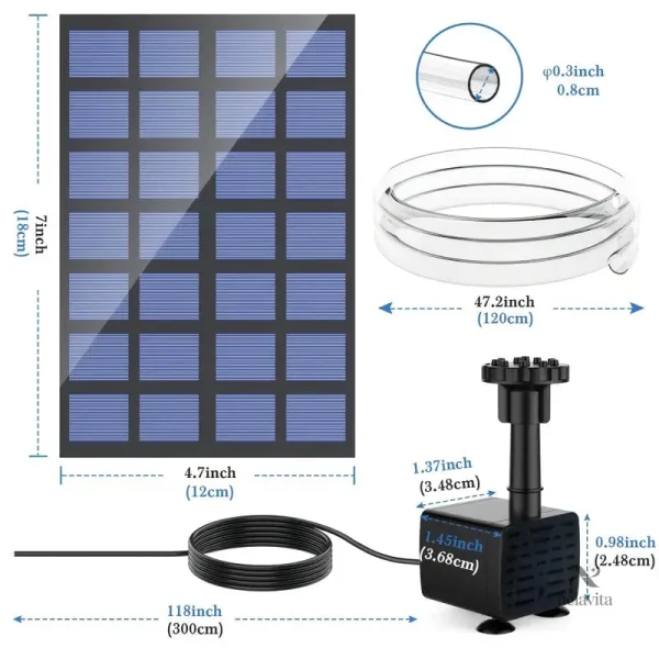 Pompe pour bassins et étangs, énergie solaire