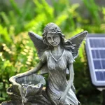 Luminaires extérieurs : fontaine solaire avec éclairage LED