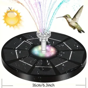 Fontaine solaire LED multicolore pour jardin et étang