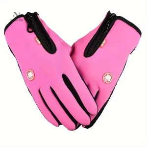 Gants Hiver Tactiles Femme – Imperméables, Chauds et Antidérapants avec Fermeture Zip