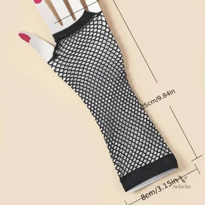 Gants noirs en résille pour cosplay et fêtes costumées