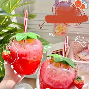 Gobelet coloré fraise pour boissons fraîches