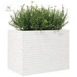 Grande jardinière rectangulaire blanche pour extérieur