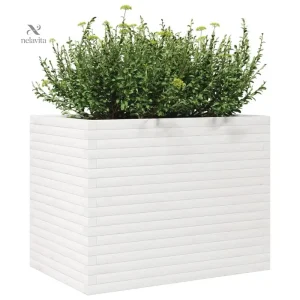 Grande jardinière rectangulaire blanche pour extérieur