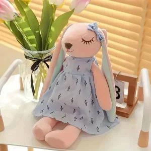 Grande peluche lapin rose avec robe – Doudou doux et mignon pour enfants
