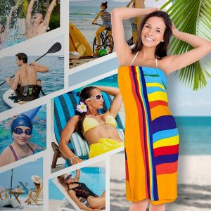 Grande serviette de plage à rayures, pratique et esthétique