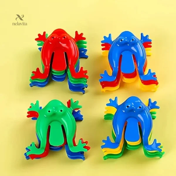 Animations ludiques avec des grenouilles colorées en plastique