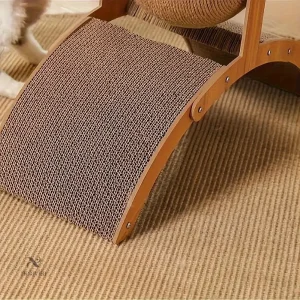 Griffoir en carton ondulé avec support en bois pour chats