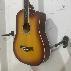 Guitare folk en bois naturel avec bordure blanche