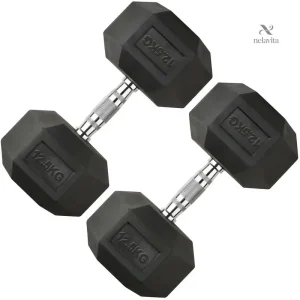 Haltères hexagonaux en caoutchouc – Poids de musculation anti-choc pour entraînement fitness et muscu