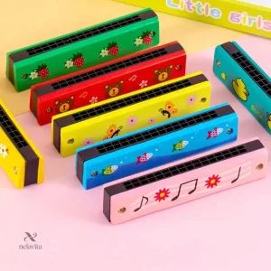 Harmonica en bois coloré pour éveil musical des enfants