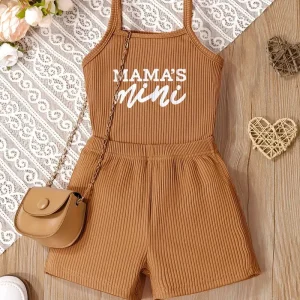 Haut bébé fille à bretelles en coton côtelé – imprimé Mama’s Mini tendance et confortable
