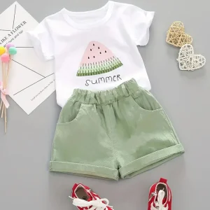 Haut bébé fille blanc imprimé pastèque – T-shirt d’été mignon et confortable