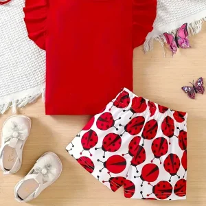 Haut bébé fille rouge avec motif coccinelle – T-shirt manches courtes été Little Lady