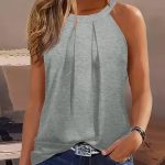 Débardeur plissé pour un style simple et élégant