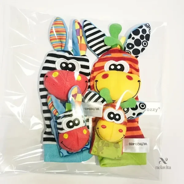 hochet-bebe-en-forme-de-chaussettes-et-bracelets-animaux-w3jmus-1 Hochet bébé chaussettes et bracelets animaux colorés