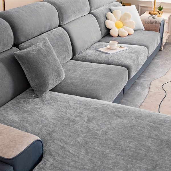 housse-canape-extensible-velours-gris-1 Housse canapé extensible en velours gris