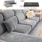Housse canapé extensible en velours gris - vue 2