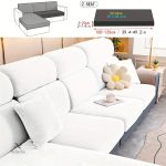 Housse canapé extensible en velours gris - vue 10
