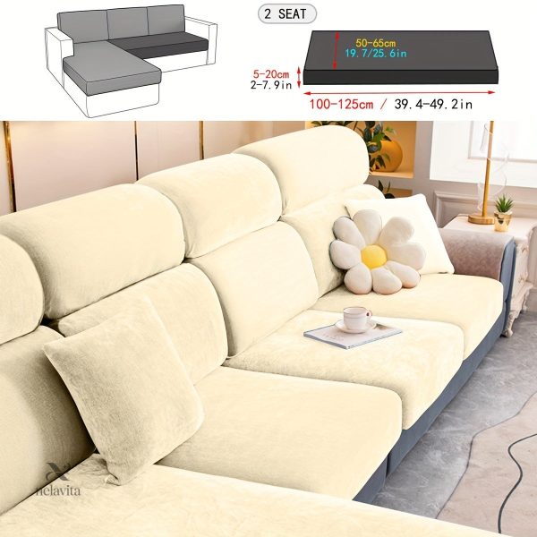 Housse canapé extensible en velours gris - vue 12