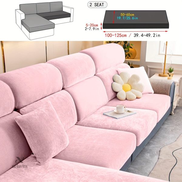 Housse canapé extensible en velours gris - vue 14