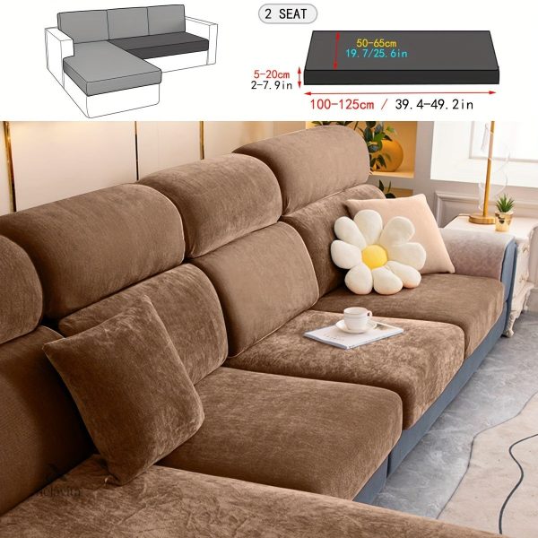 Housse canapé extensible en velours gris - vue 16