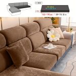 Housse canapé extensible en velours gris - vue 17