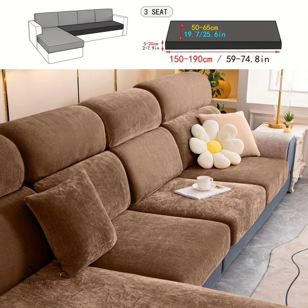 Housse canapé extensible en velours gris - vue 17