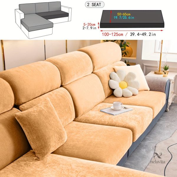Housse canapé extensible en velours gris - vue 18
