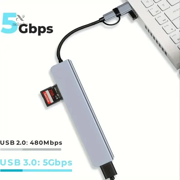 Multiport USB 7 en 1 pour divers connecteurs et accessoires