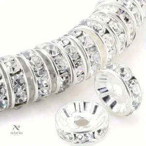 Intercalaires Strass Ronds Argentés – Perles Brillantes pour Création de Bijoux DIY | Perlage et Fabrication de Bijoux