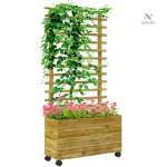 Treillis intégré pour jardinière en bois, idéal pour extérieur