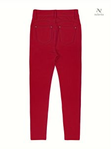 Jean taille haute avec boutons, coupe ajustée pour femme