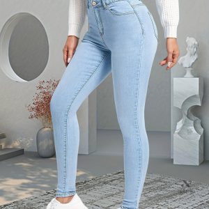 Jean Femme Coupe Ajustée en Denim Bleu
