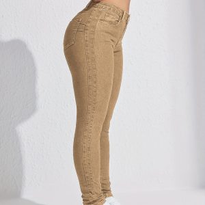 Jean skinny femme ajusté en denim extensible