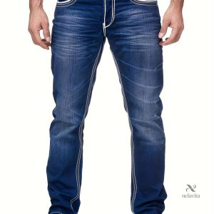 Jeans slim-fit avec poches brodées - Denim extensible