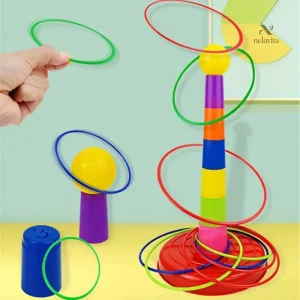 Jeu de lancer d’anneaux colorés pour enfants
