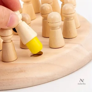 Jeu de mémoire en bois Montessori avec pions colorés