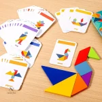 Jeu de Tangram en Bois avec Cartes Défi