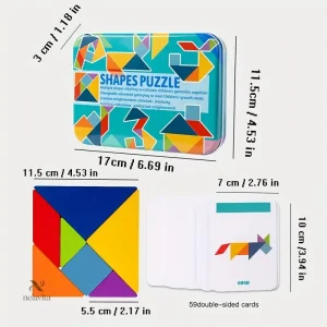 Tangram coloré avec défis créatifs inclus