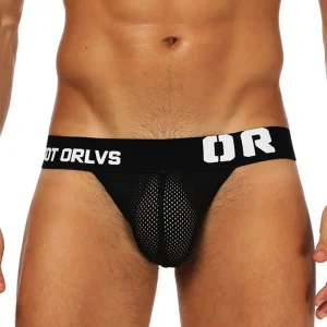 Jockstrap sexy homme en maille respirante noire