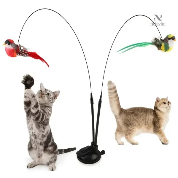 jouet-interactif-pour-chat-avec-oiseaux-a-plumes-jeu-a-ve-qviv60-1 Jouet interactif pour chat avec oiseaux à plumes
