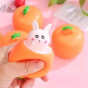 Jouet Lapin Carotte Surprise en Silicone – Lot de 2 Jouets Sensoriels et Anti-Stress pour Bébé et Tout-Petit