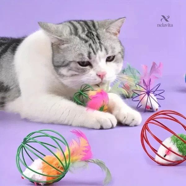 Souris en cage, jouet stimulant pour chats curieux