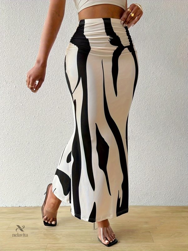 jupe-evasee-imprime-abstrait-taille-haute-1 Jupe évasée imprimée abstrait taille haute