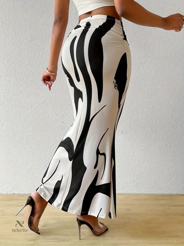 Jupe taille haute avec motif abstrait coloré