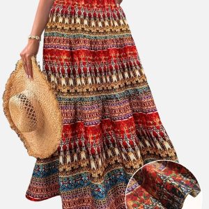 Jupe Longue Bohème Grande Taille - Imprimé Tropical