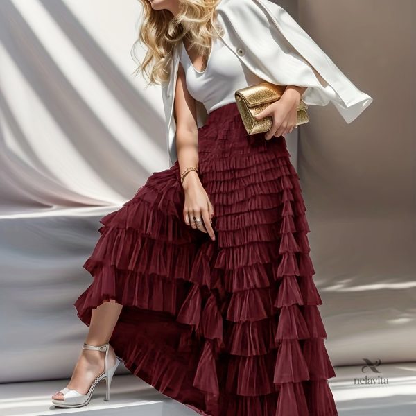 Jupe tendance avec volants en tulle