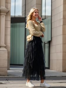 Jupe élastique en tulle pour un look élégant