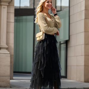 Jupe élastique en tulle pour un look élégant